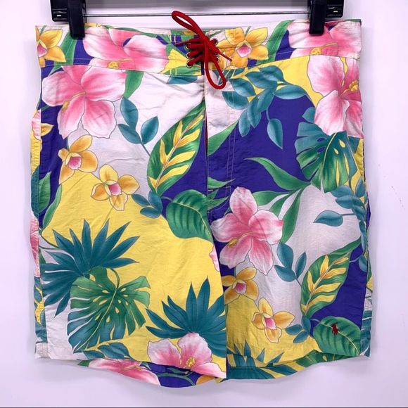 POLO Sport Mens Hawaiian Flower Swim Trunks Size 32 - Picture 1 of 7